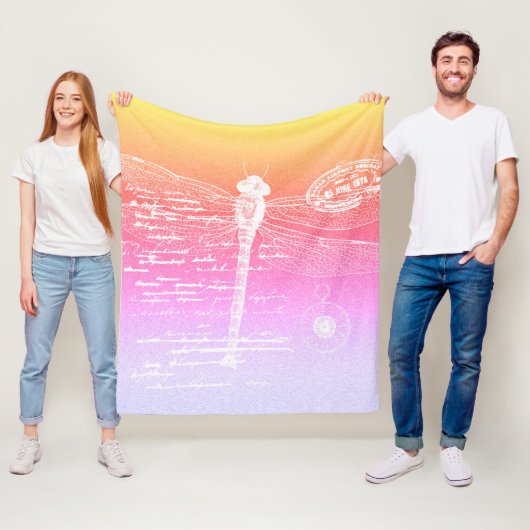 Pastelgradiëntlibellen Fleece Deken (In situ)