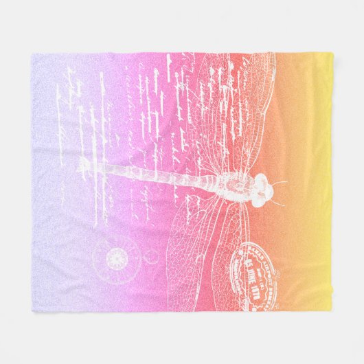 Pastelgradiëntlibellen Fleece Deken (Voorkant (Horizontaal))