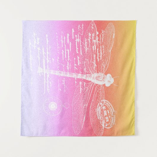 Pastelgradiëntlibellen Wandkleed (Voorkant (horizontaal))