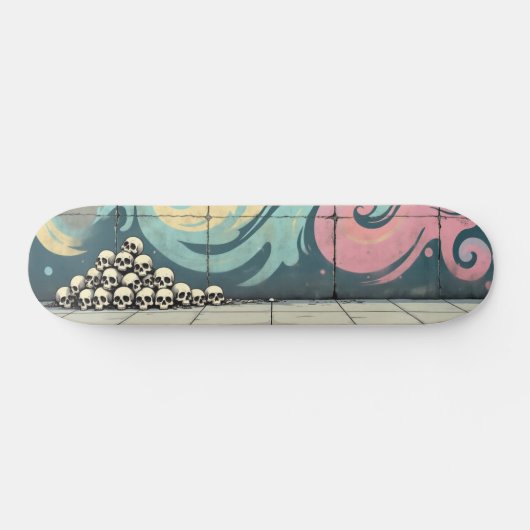 Pastelgraffiti Skull Pile Skateboard Schaats Deck (Horizontaal)