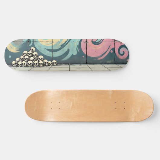 Pastelgraffiti Skull Pile Skateboard Schaats Deck (Horizontaal)