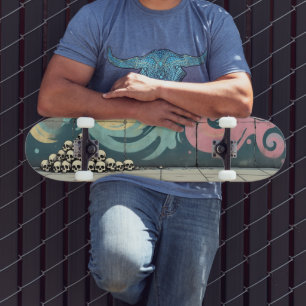 Pastelgraffiti Skull Pile Skateboard Schaats Deck