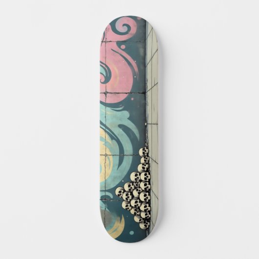 Pastelgraffiti Skull Pile Skateboard Schaats Deck (Voorkant)