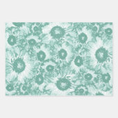 Pastelgrijs Tealgroen Bloempatroon Inpakpapier Vel (Voorkant 2)