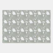 Pastelgrijze vaas met bloemen en bloesems inpakpapier vel (Voorkant)