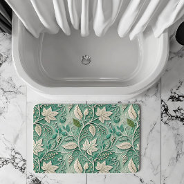 Pastelgroen Beige Vintage Botanisch Patroon Badmat