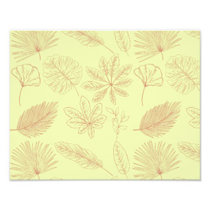 Pastelgroen en beige bladerenpatroon foto afdruk