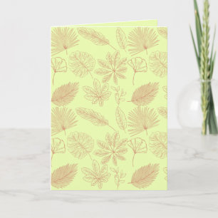 Pastelgroen en beige bladerenpatroon kaart
