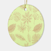 Pastelgroen en beige bladerenpatroon keramisch ornament (Links)