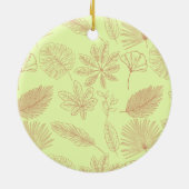 Pastelgroen en beige bladerenpatroon keramisch ornament (Achterkant)