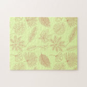 Pastelgroen en beige bladerenpatroon legpuzzel (Horizontaal)
