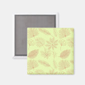Pastelgroen en beige bladerenpatroon magneet (Voorkant / Achterkant)