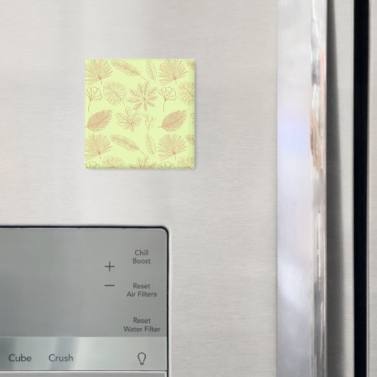 Pastelgroen en beige bladerenpatroon magneet (Insitu (Koelkast))