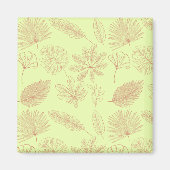 Pastelgroen en beige bladerenpatroon magneet (Voorkant)