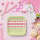 Pastelgroen en roze papieren bordje (Feest)