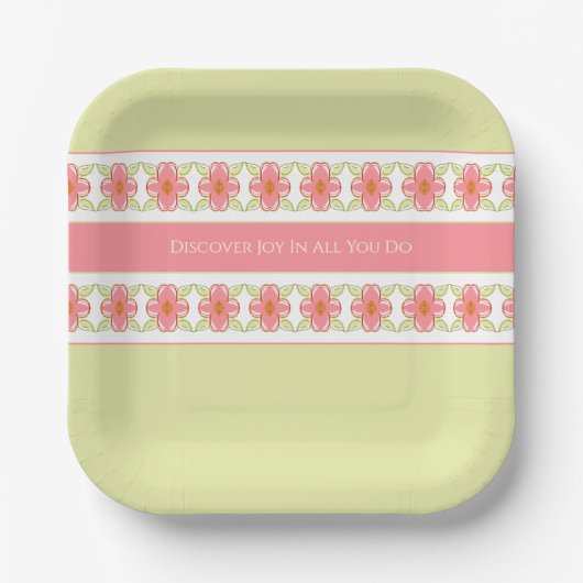 Pastelgroen en roze papieren bordje (Voorkant)
