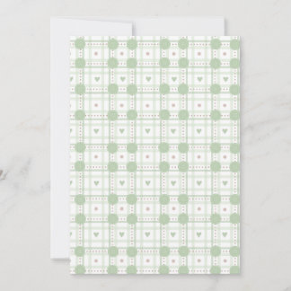 Pastelgroen geruit babyshowerhart kaart