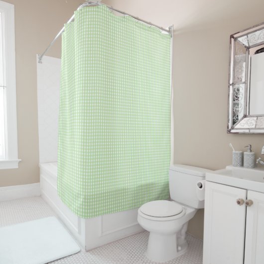 Pastelgroen Gingham Patroon Douchegordijn (In situ)