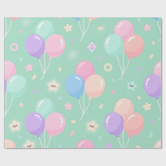 Pastelgroen kinderverjaardagsverpakkings papier