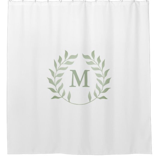 Pastelgroen Laurel Garland krans monogram Douchegordijn (Voorkant)
