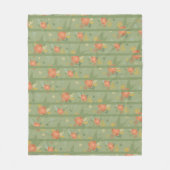 Pastelgroen sinaasappel bloemstreeppatroon fleece deken (Voorkant)