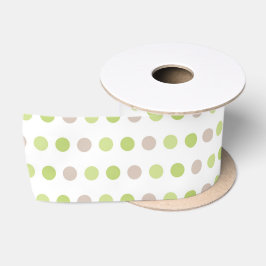 PASTELGROEN & TAN POLKA STIPPEN SATIJNEN LINT