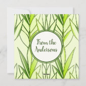 Pastelgroen tropisch blad natuur deco patroon feestdagenkaart (Achterkant)