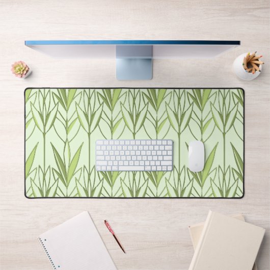 Pastelgroen Tropisch Loof Natuur Deco Patroon Bureaumat (Kantoor 1)