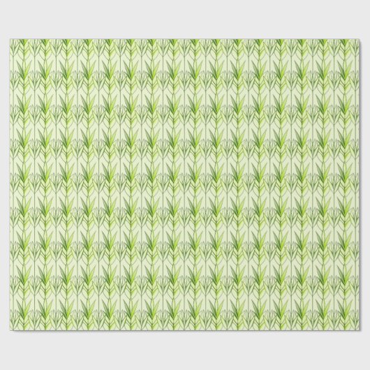 Pastelgroen Tropisch Loof Natuur Deco Patroon Cadeaupapier (Vlak)
