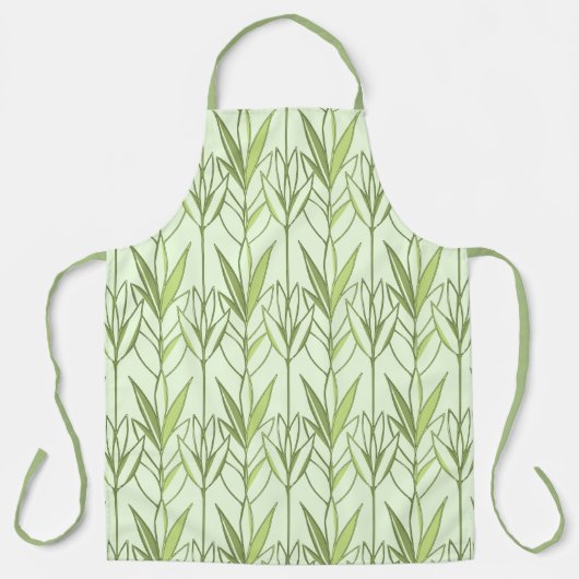 Pastelgroen Tropisch Loof Natuur Deco Patroon Schort (Voorkant)