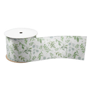 Pastelgroen Waterverf Eucalyptus Pattern Satijnen Lint