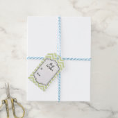 Pastelgroen & Witte Chevron Huwelijk Verjaardag Cadeaulabel (Met Touw)