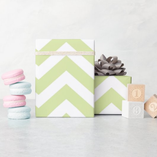Pastelgroen & Witte Chevron Huwelijk Verjaardag Cadeaupapier (Baby Shower)