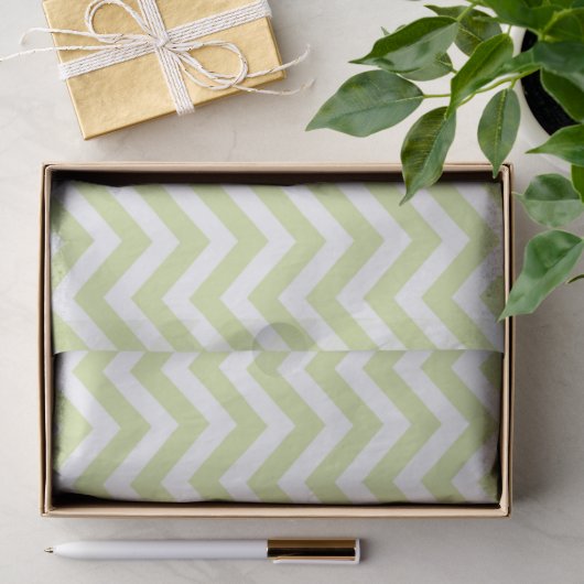Pastelgroen & Witte Chevron Huwelijk Verjaardag Tissuepapier (Geschenk)