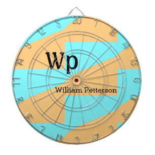 Pastelgroenblauwe naam monogram letter titel dartbord