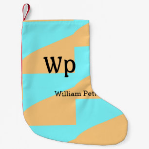 Pastelgroenblauwe naam monogram letter titel kleine kerstsok
