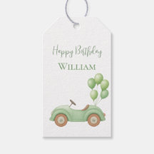 Pastelgroene auto & ballon cadeaubijsluiter