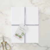 Pastelgroene auto & ballon cadeaubijsluiter cadeaulabel (Met Touw)
