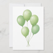 Pastelgroene auto & ballon verjaardagsuitnodiging kaart (Achterkant)