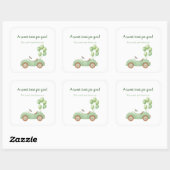 Pastelgroene auto- en ballonsticker vierkante sticker (Vel)