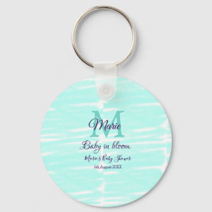 Pastelgroene baby in bloom monogram baby shower te sleutelhanger