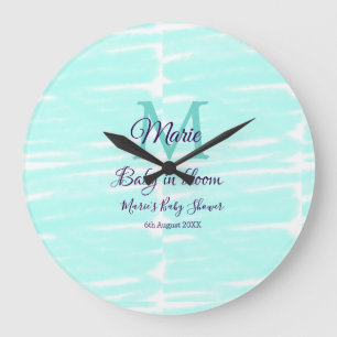 Pastelgroene baby in bloom monogram babyshower t grote klok