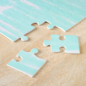 Pastelgroene baby in bloom monogram babyshower t legpuzzel (Zijkant)