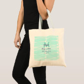 Pastelgroene baby in bloom monogram babyshower t tote bag (Voorkant (product))