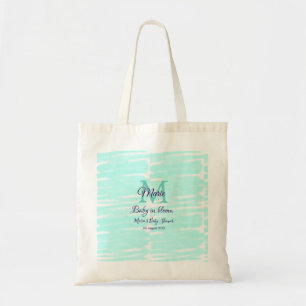 Pastelgroene baby in bloom monogram babyshower t tote bag