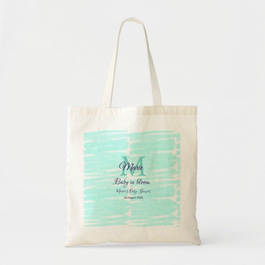 Pastelgroene baby in bloom monogram babyshower t tote bag (Voorkant)