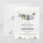 Pastelgroene beige baby shower-ansichtkaart briefkaart (Voorkant / Achterkant)