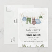 Pastelgroene beige babyshower-postkaart briefkaart (Voorkant / Achterkant)