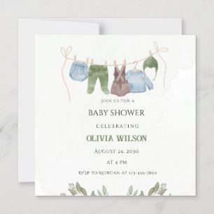 Pastelgroene beige babyshower uitnodiging magnetische uitnodiging