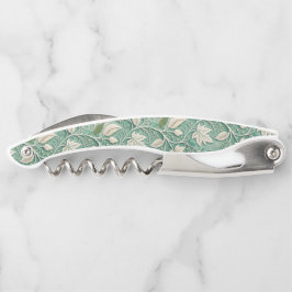Pastelgroene beige vintage botanische patroon kurkentrekker